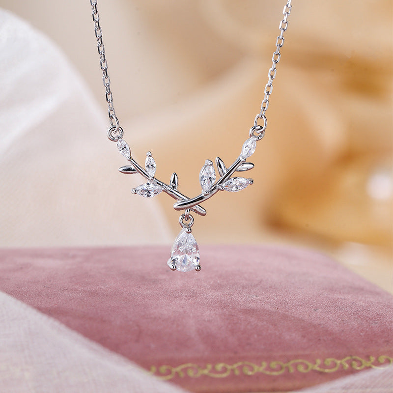 Women's Wheat Laurel Goddess Water Drop Affordable Luxury Fashion Clavicle Chain Necklaces