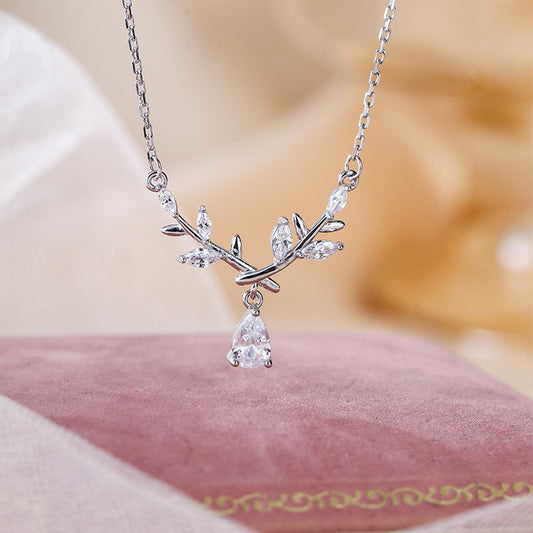 Women's Wheat Laurel Goddess Water Drop Affordable Luxury Fashion Clavicle Chain Necklaces