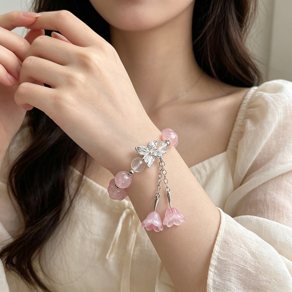 Glaze Butterfly Lily Design Female High-grade Sweet Girlfriends Bracelets