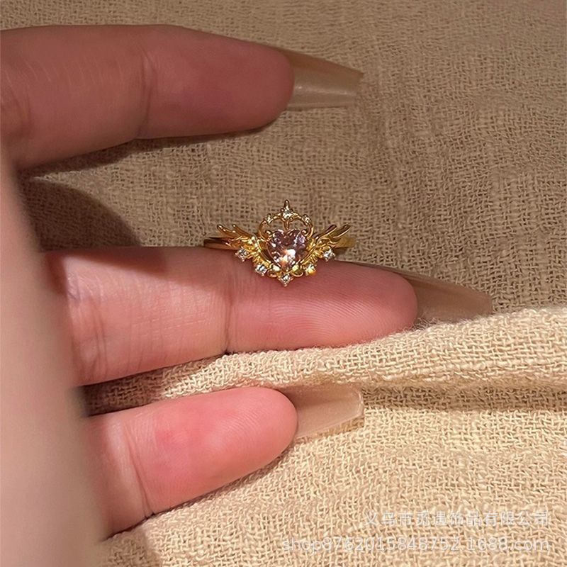 Love Star Magic Wing Zircon Exquisite Sweet Beautiful Index Rings