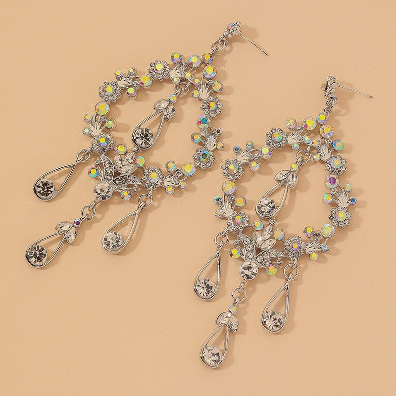 Fashion Diamond Bead Love Tassel Female Design High Sense Earrings
