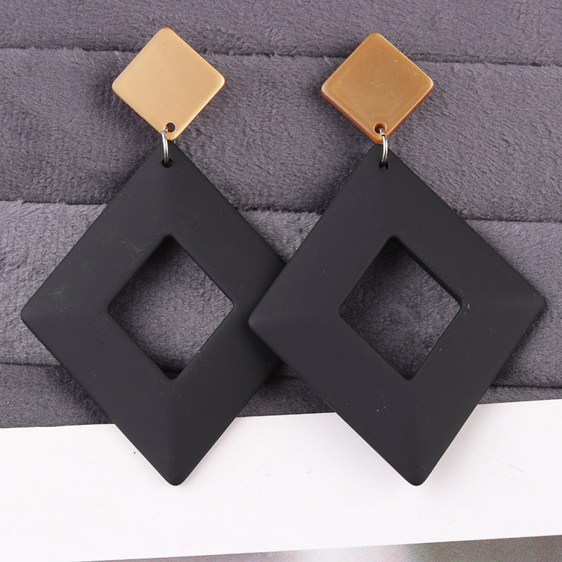 Candy Color Hollow Geometry Rhombus Acrylic Personality Earrings