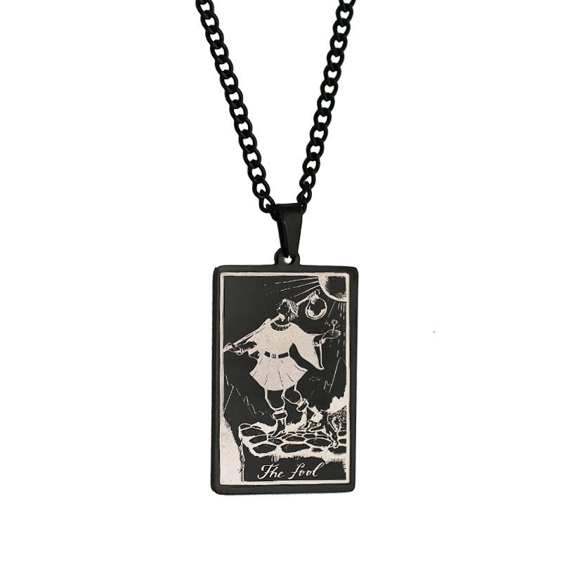 Zhang Tarot Titanium Steel Retro Rectangular Necklaces