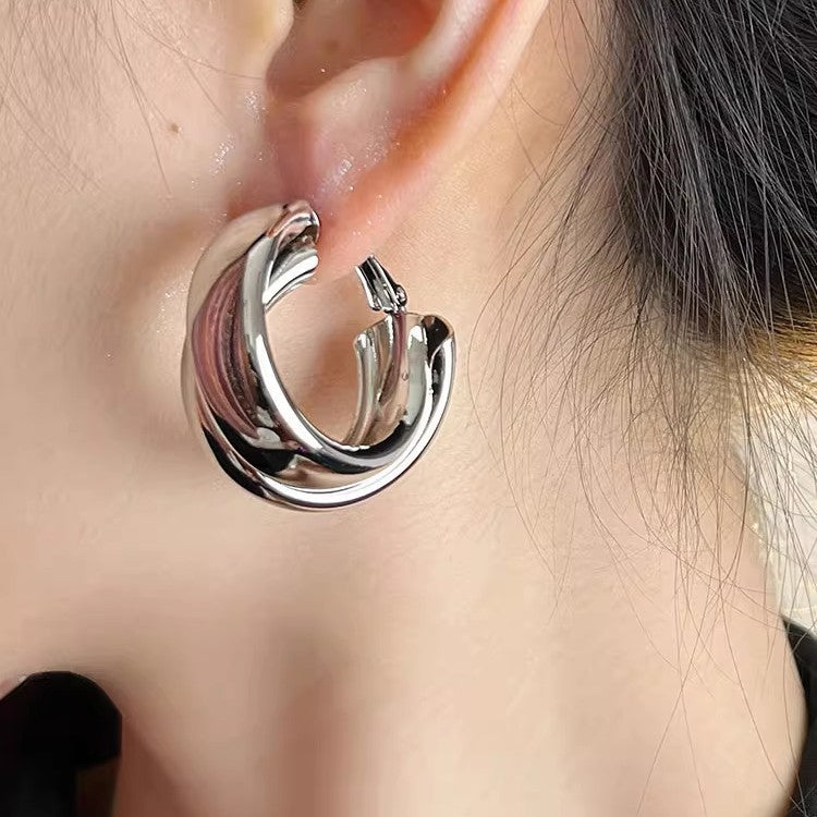 Style Geometric Metal Hoop France Designer Model Light Luxury High-grade Rings