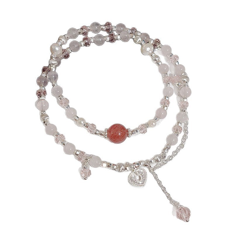 Of Sier Fine Natural Crystal Double Fashion Sweet Party Girlfriend Bracelet