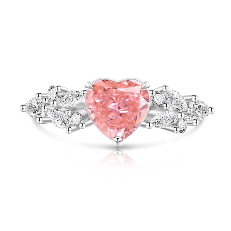 Love Heart-shaped Super Flash High Carbon Diamond Fashion Rings