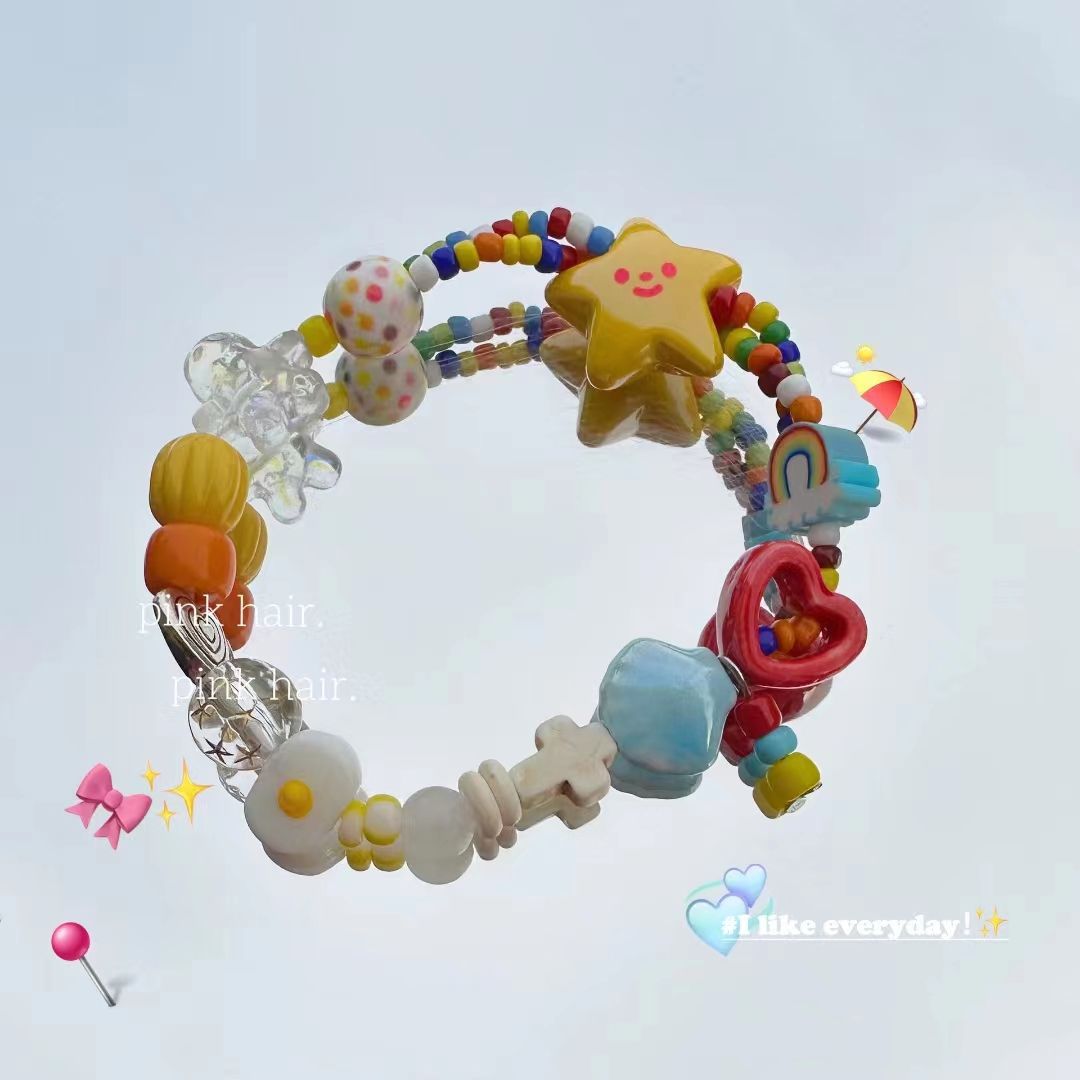 Summer Rainbow Dopamine Fresh Color Design Sweet Bracelet