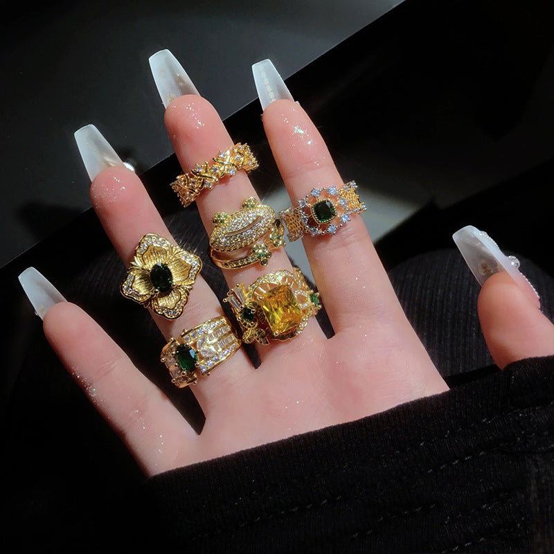 Lace Frog Two-color High-grade Temperament Open Rings