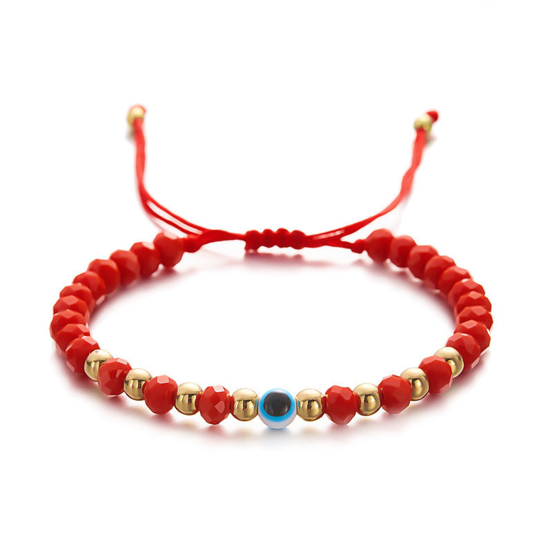 Blue Eyes Red Bead Beaded Weave Bracelets