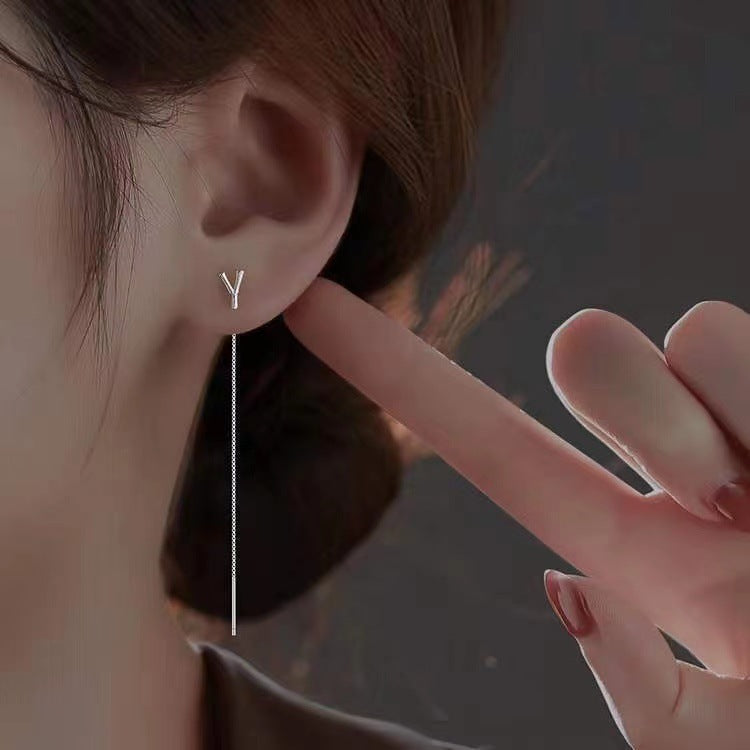 Sier English Letters Trendy Light Luxury High-grade Elegant Face Slimming Ear Line