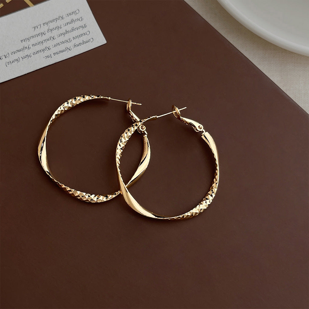 Women's Minimalist Exaggerated Big Ear Fashionable Temperament Personalized Cold Style Simple Earrings