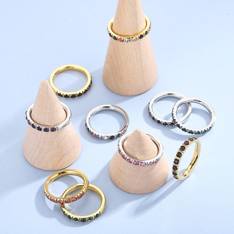 Circle Cool Contrast Color Stacked Titanium Rings