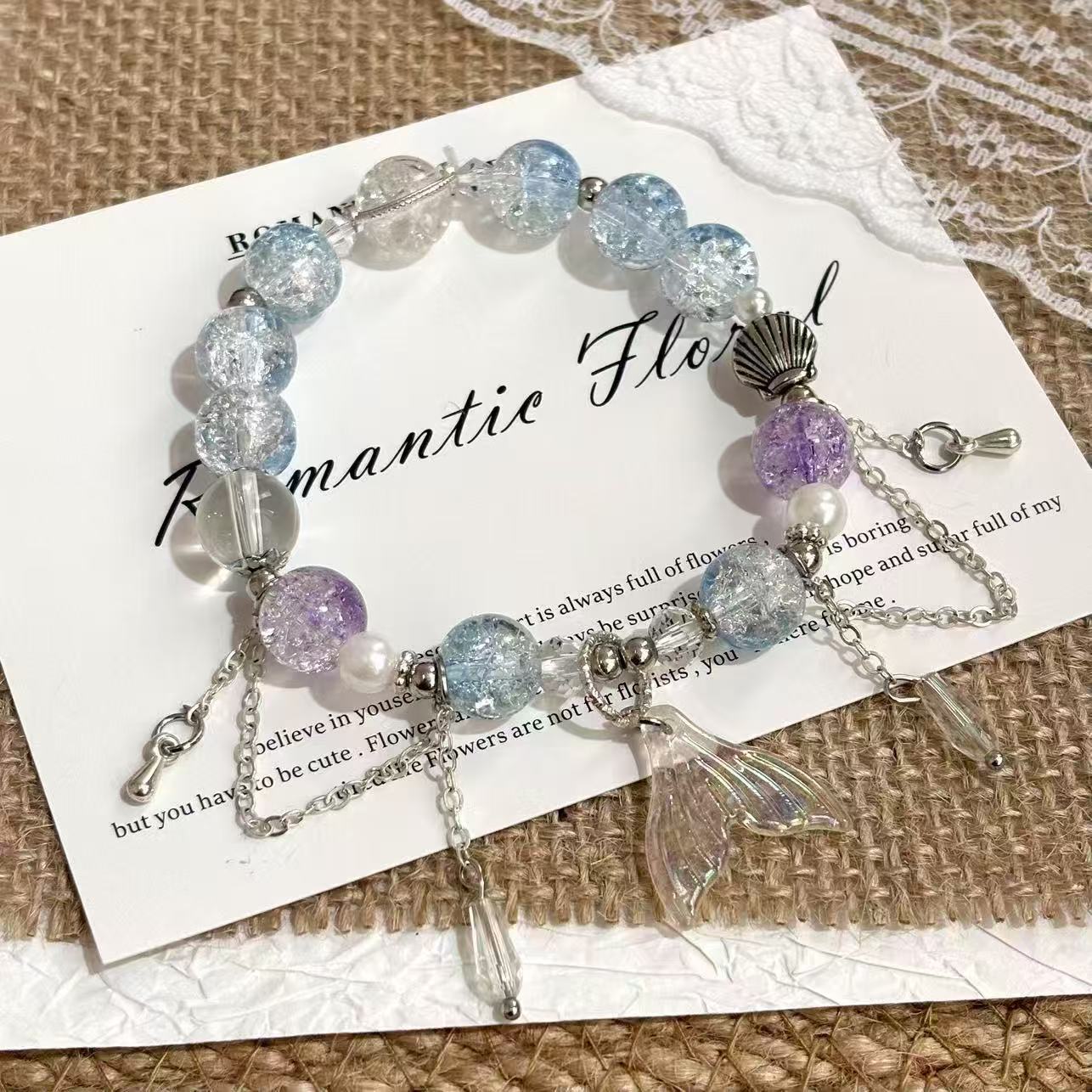 Pink Beaded Sweet Temperament White Bow Bracelets