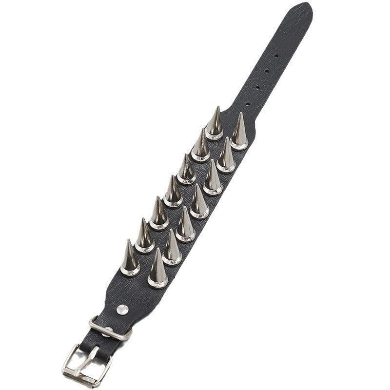 Men's Punk 2 Rows Pointed Nail Leather Bracelets