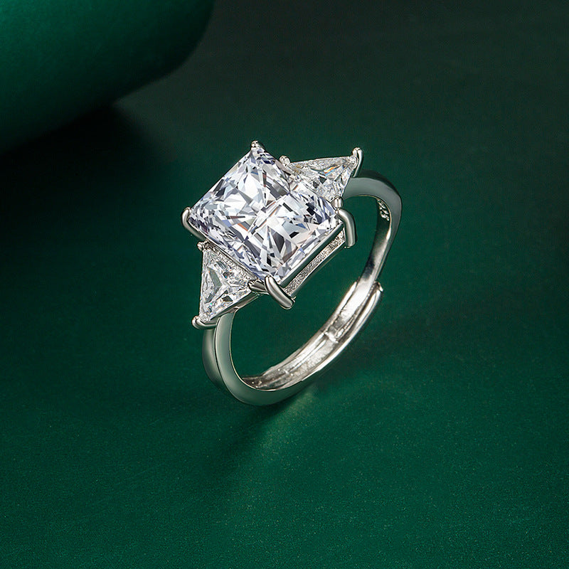 Square Diamond Female Geometric Triangle Open Engagement Rings
