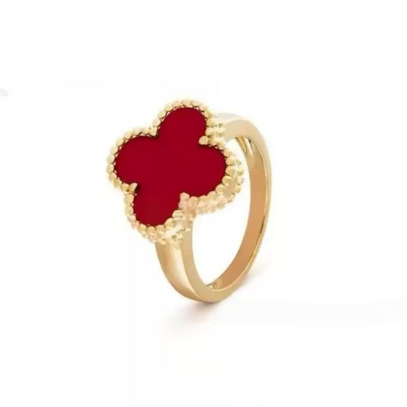 Gold High Version November's Clover Rose Natural Fritillary Full Diamond Rings