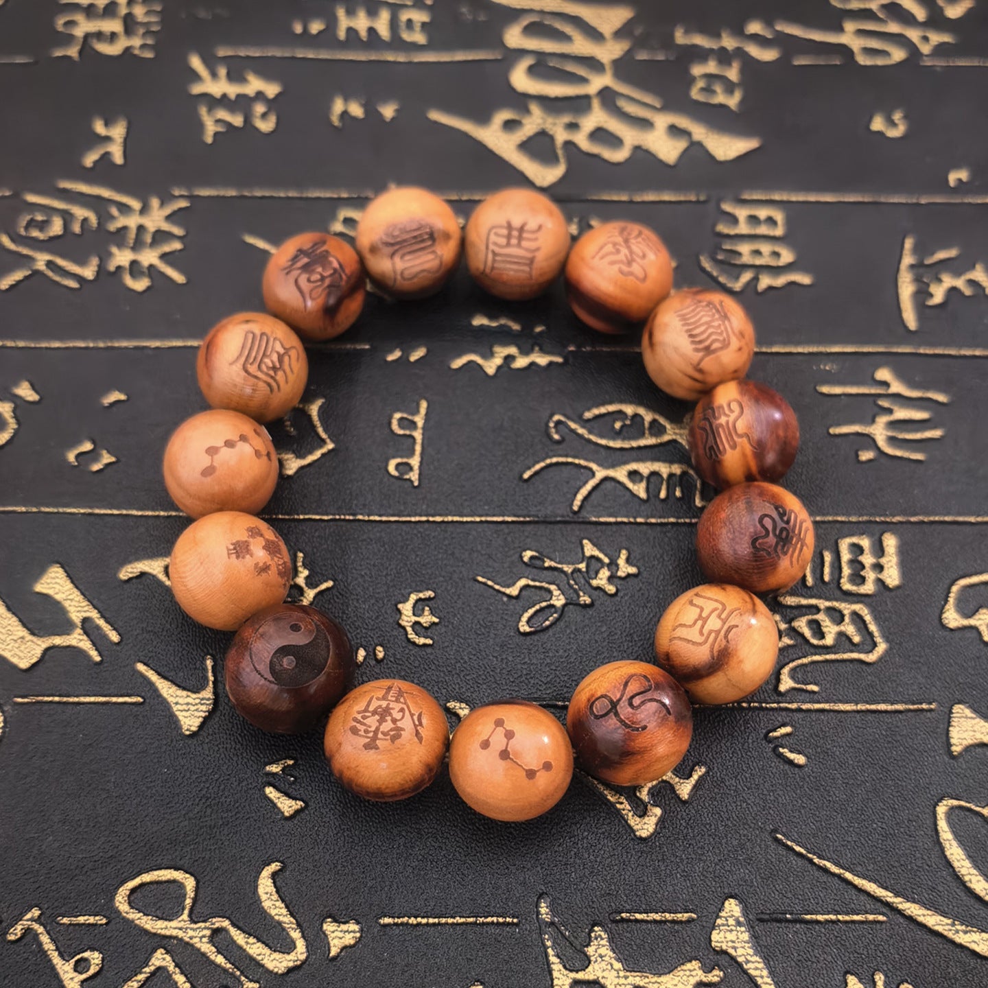 Thunder Wood Peach Nine Words Real Spade Cross Sky Sutra Bracelet