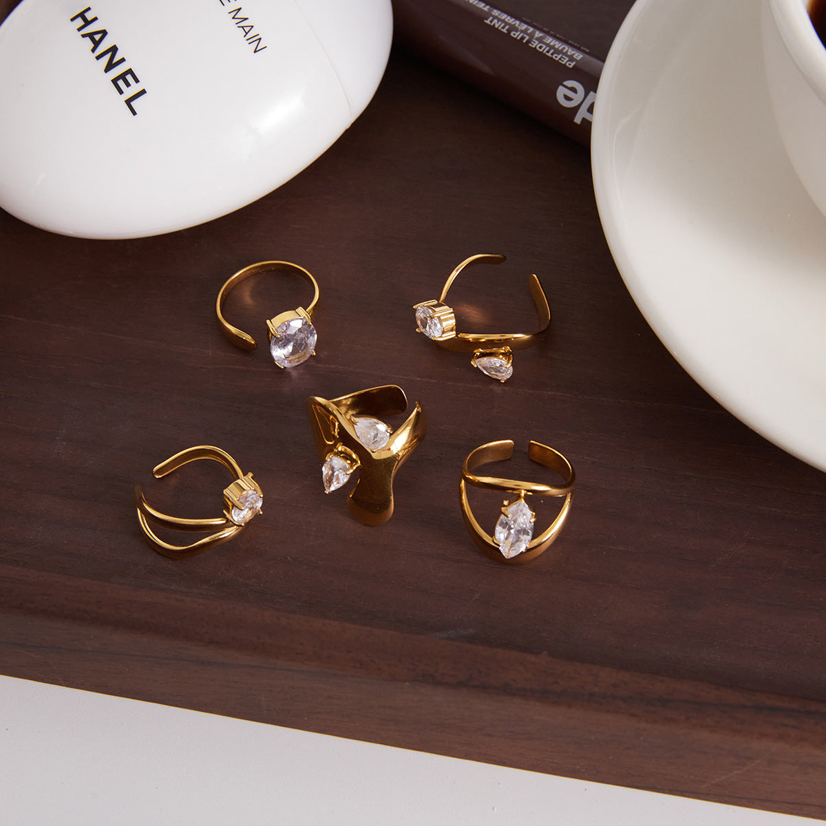 Diamond Light Luxury High-grade Titanium Jewellery Ring