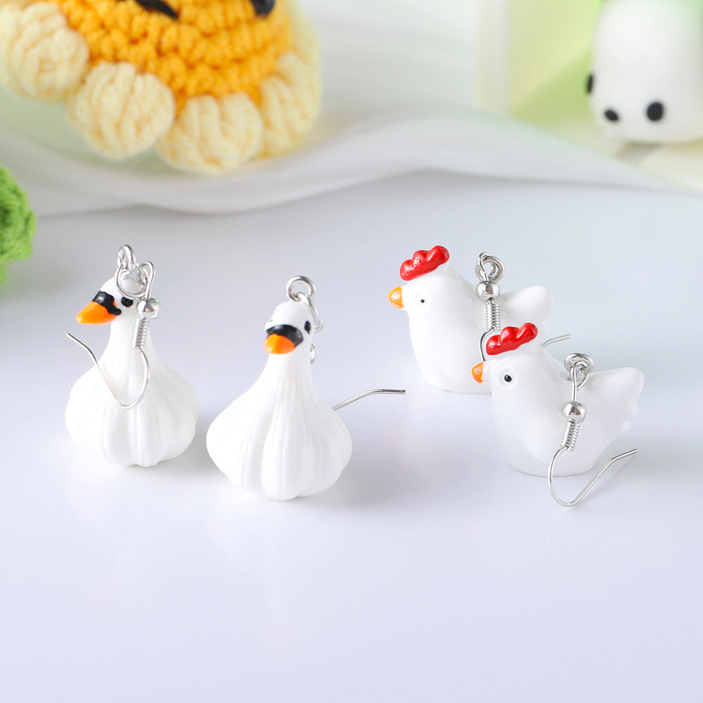 Healing Garlic Duck Clair Cartoon Cute Earrings