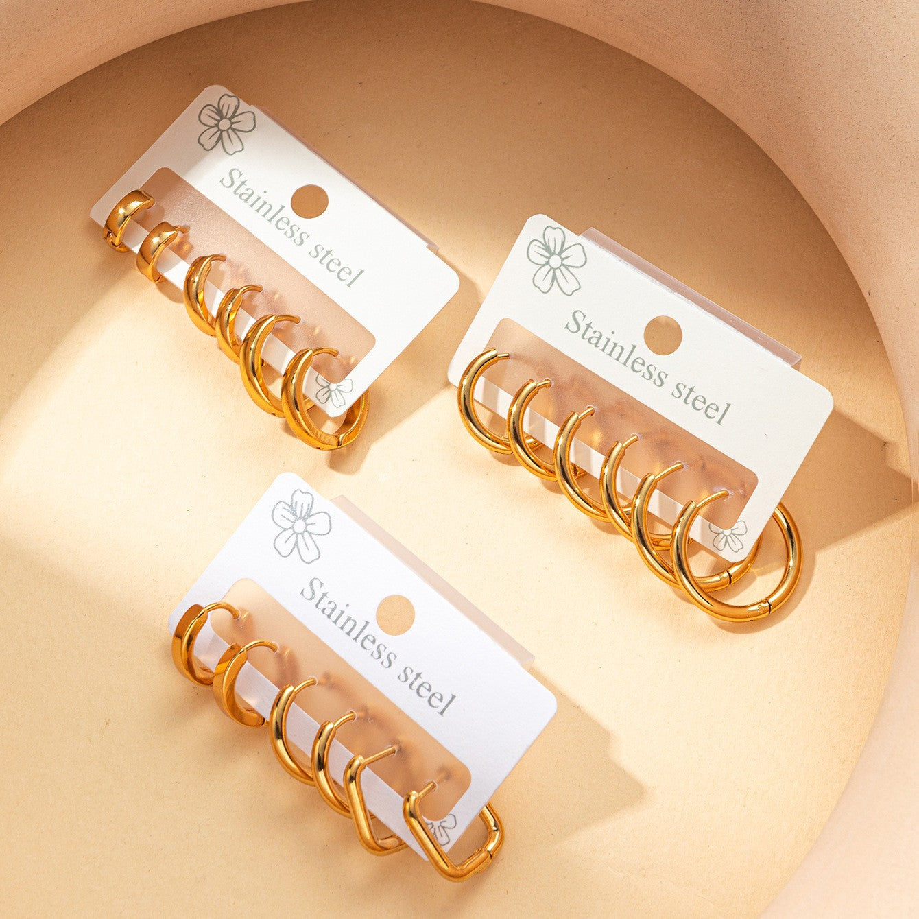 Quality Titanium Steel Ear Clip Colorfast Simple Temperament Round Stainless Stud Earrings
