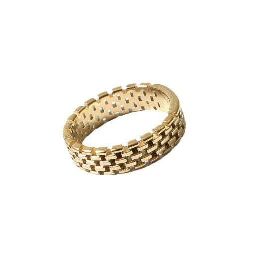 Mesh Chain Titanium Steel Gold Plating Rings