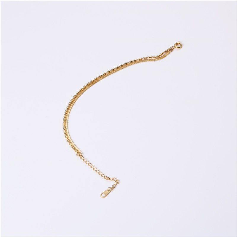 Women's Style Simple Personalized Titanium Steel Gold Plated Design Cold Mori Bracelet