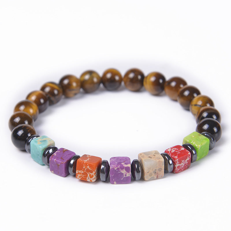 Colorful Stone Handmade Elastic String Natural Tiger Bracelets