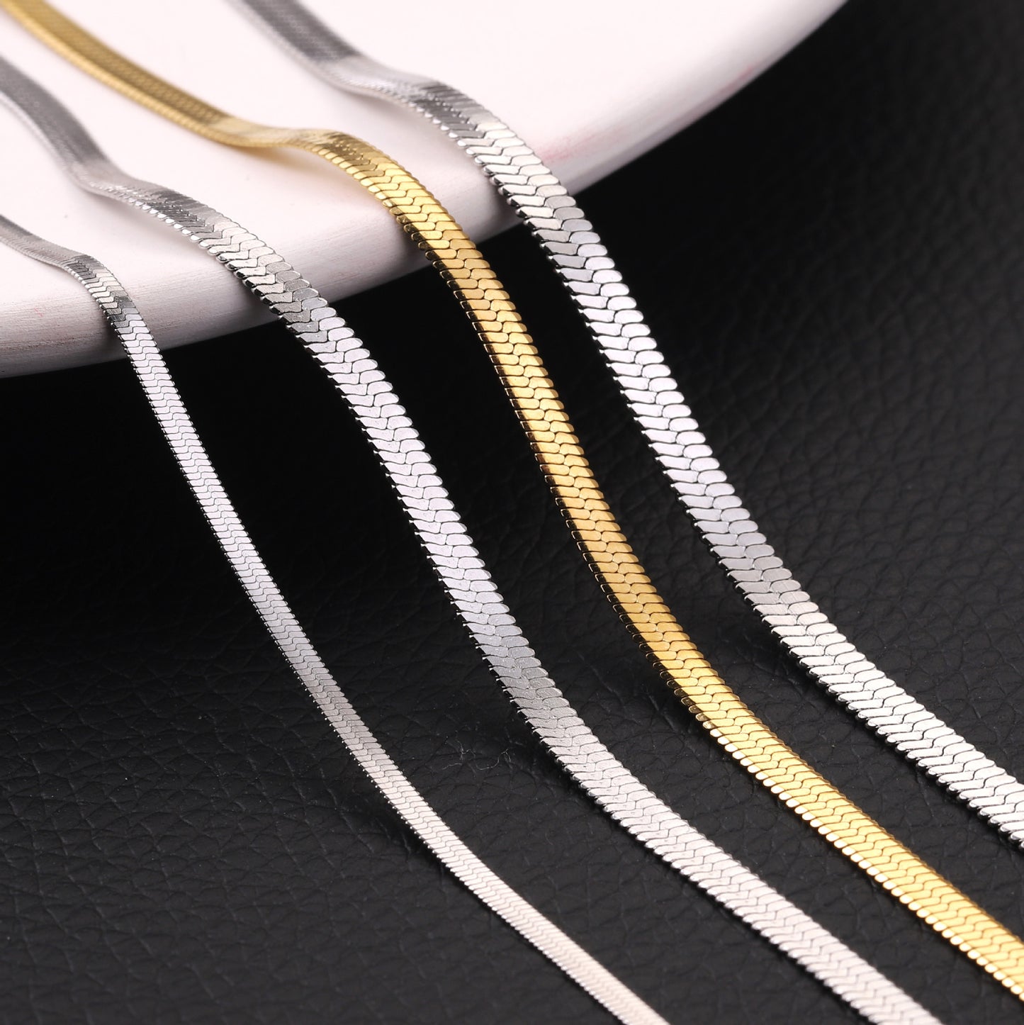 Flat Snake Chain Hip Hop Style Piece Thin Encrypted Electric Necklaces