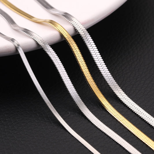 Flat Snake Chain Hip Hop Style Piece Thin Encrypted Electric Necklaces