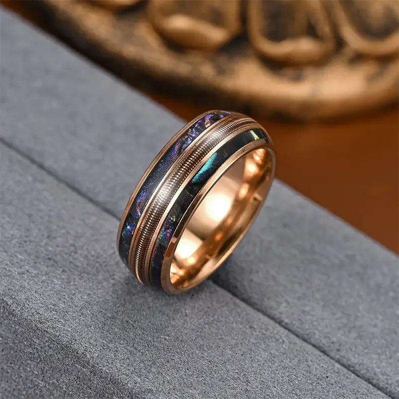 Fashion Retro Minority Spring Three-line Double Color Rose Gold Shell Ring