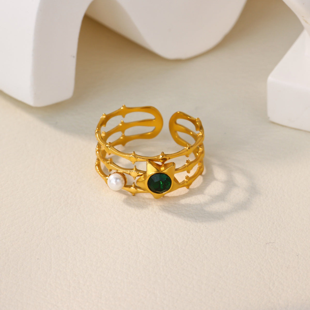 Women's Gold-plated Stainless Steel Geometric High-grade Open Ring