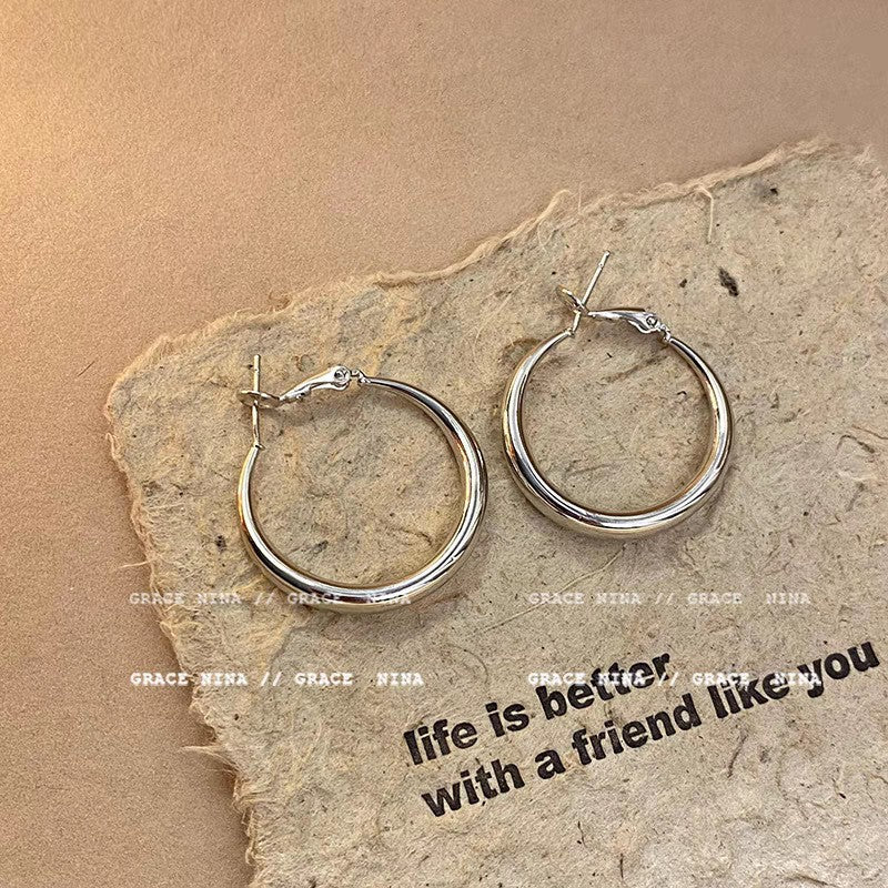 Women's Style High-grade Large Hoop Light Luxury Ear Clip Earrings
