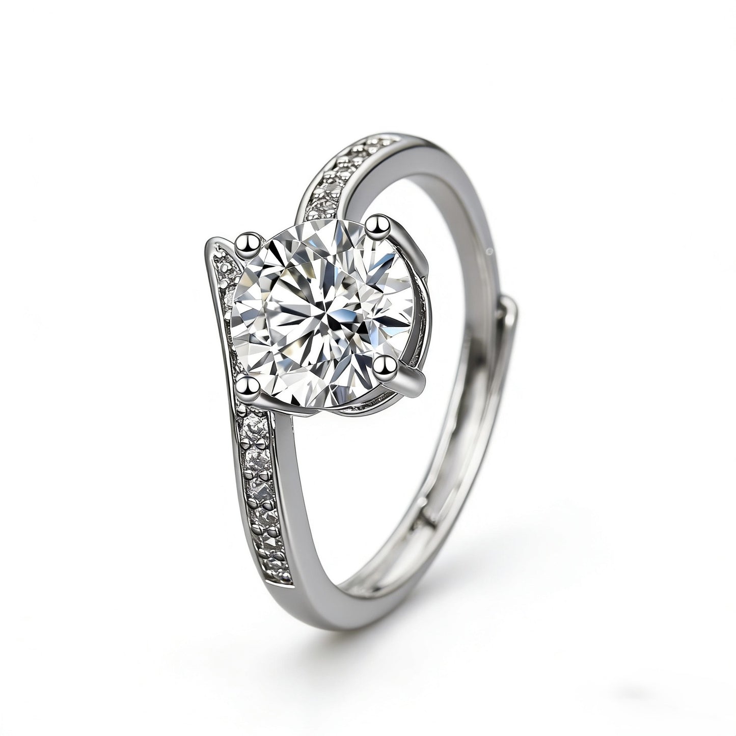 Women's Hearts Arrows Zircon 2 Karat Classic Ring