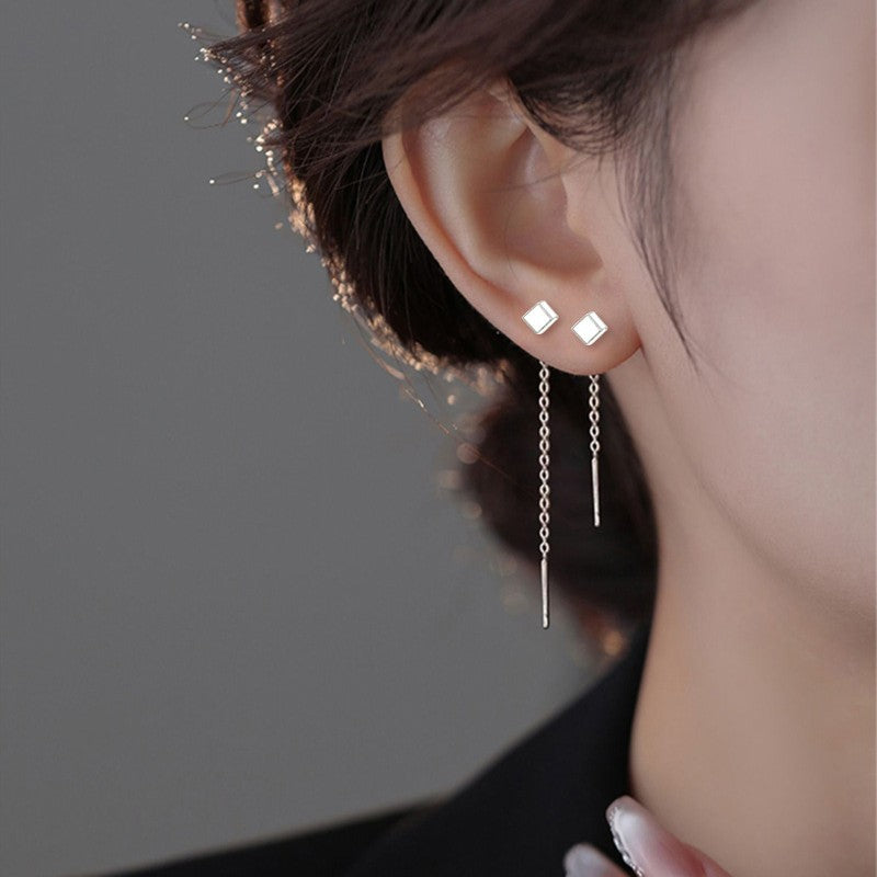 Artistic Temperament Geometric Long Fringe Minimalist Earrings