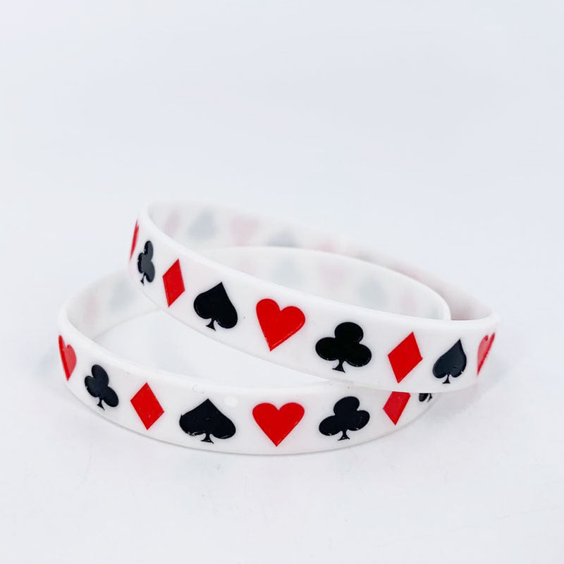 Women's & Men's Poker Color Silicone Filling Chess Card Rubber Bracelet
