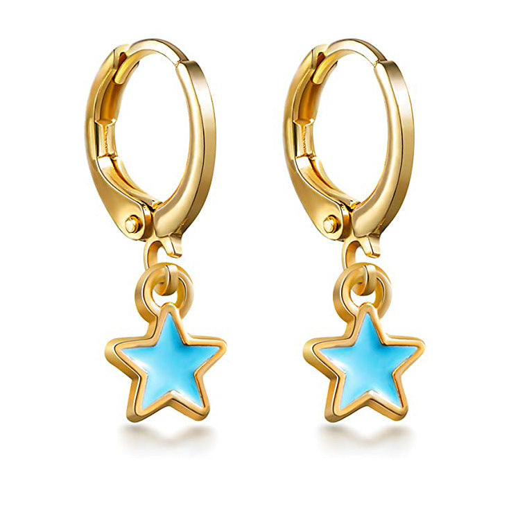 Cartoon Smiley Oil Dripping Craft Love Star Earrings