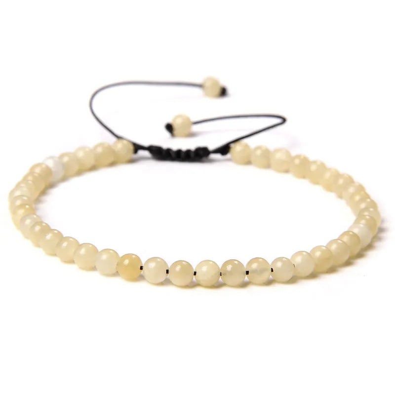 Agate Stone Braided Adjustable Gemstone Beads Bracelet