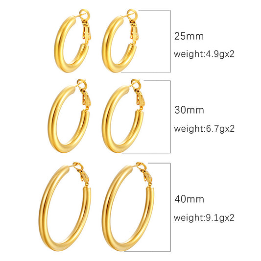 Women's Round Exaggerated Solid Stainless Steel High-grade Earrings