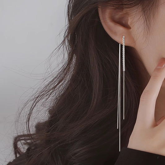 Women's Diamond Tassel Long Style High Sense Light Luxury Minority Korean Rings