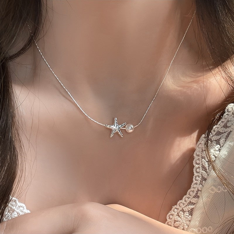 Starfish Imitation Pearl Female Niche Unique Design Sense Refined Necklace