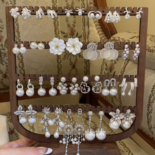 Women's Style Refined Zircon Flower Pearl Light Luxury High-grade Ear Earrings