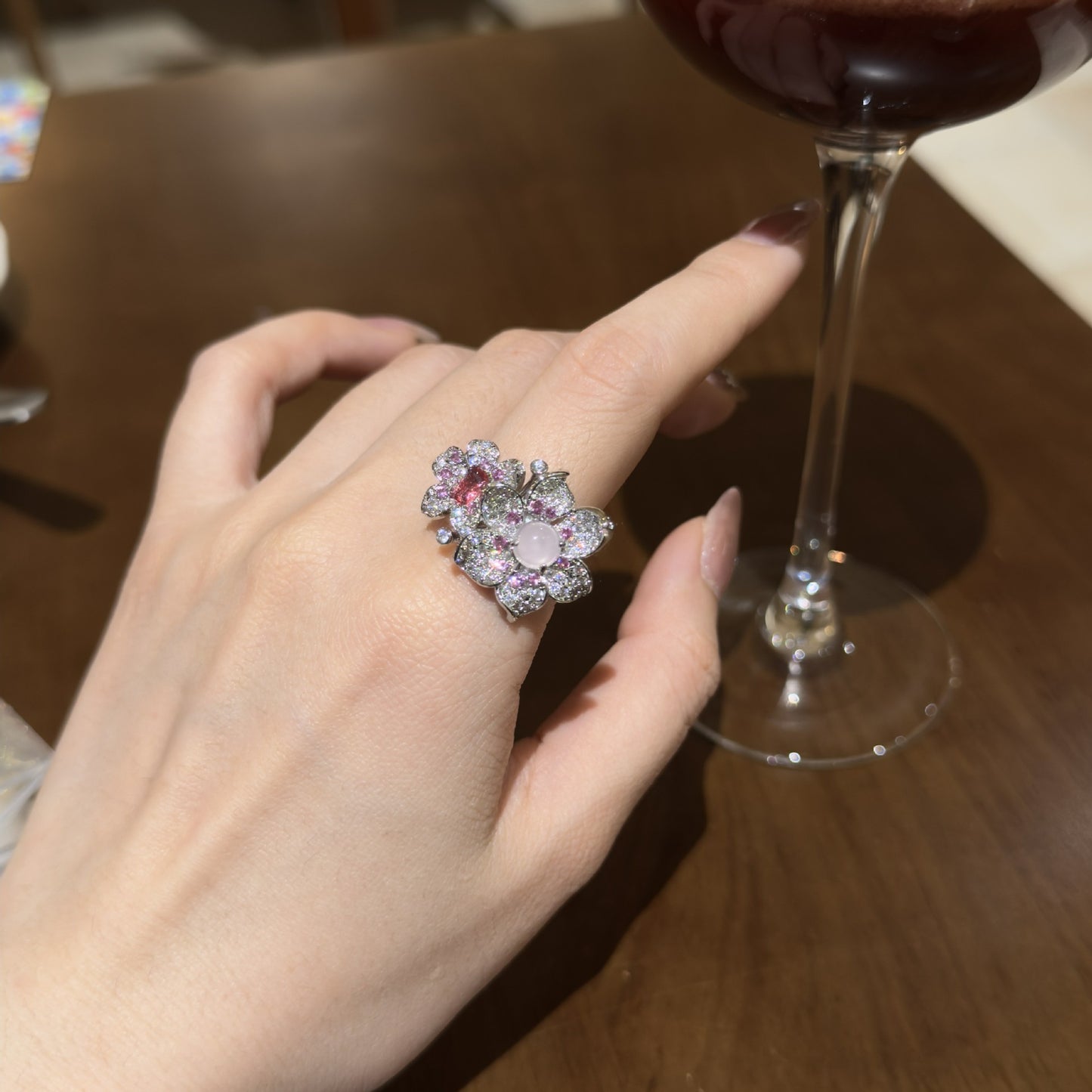 Exquisite Full Zirconium Double Flower Elegant Affordable Luxury Fashion Ring