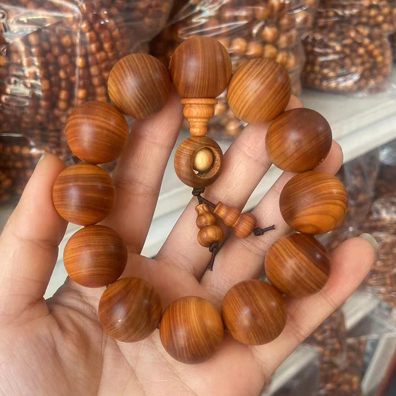 Black Oil High Density Wooden Prayer Beads Gentiana Pattern Bracelet