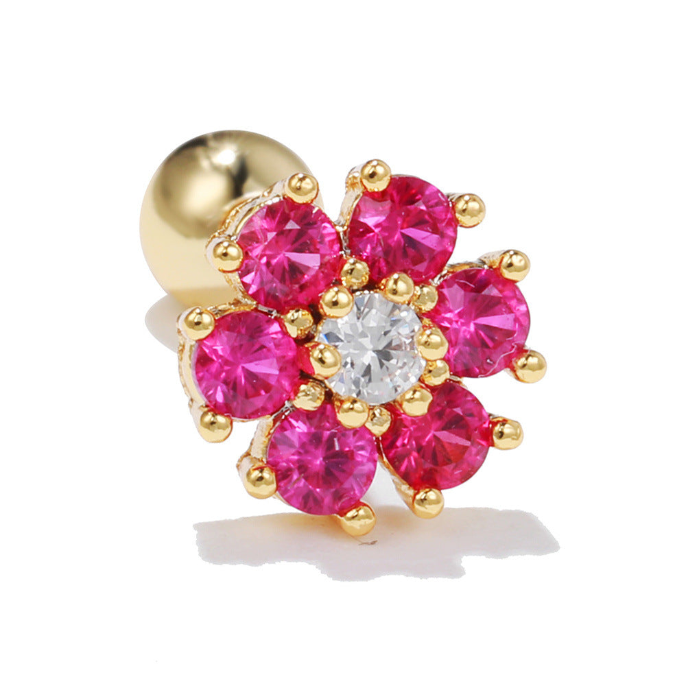 Style Retro Two-color Flower Ear Bone Gold Rings