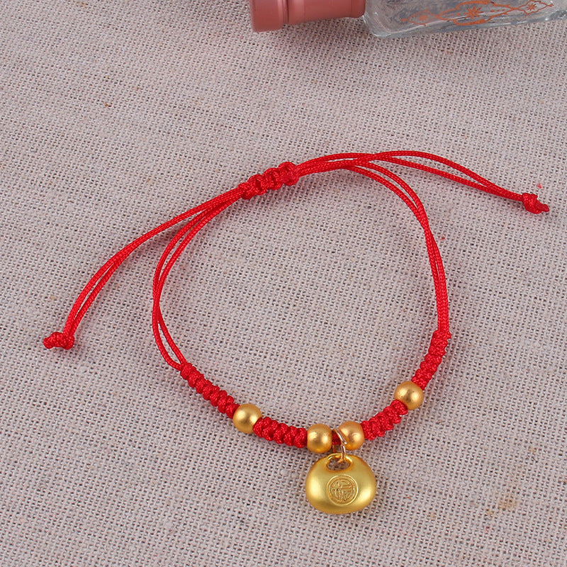 Chinese Style Hand-woven Gold-plated Dragon Red Rope Bracelets