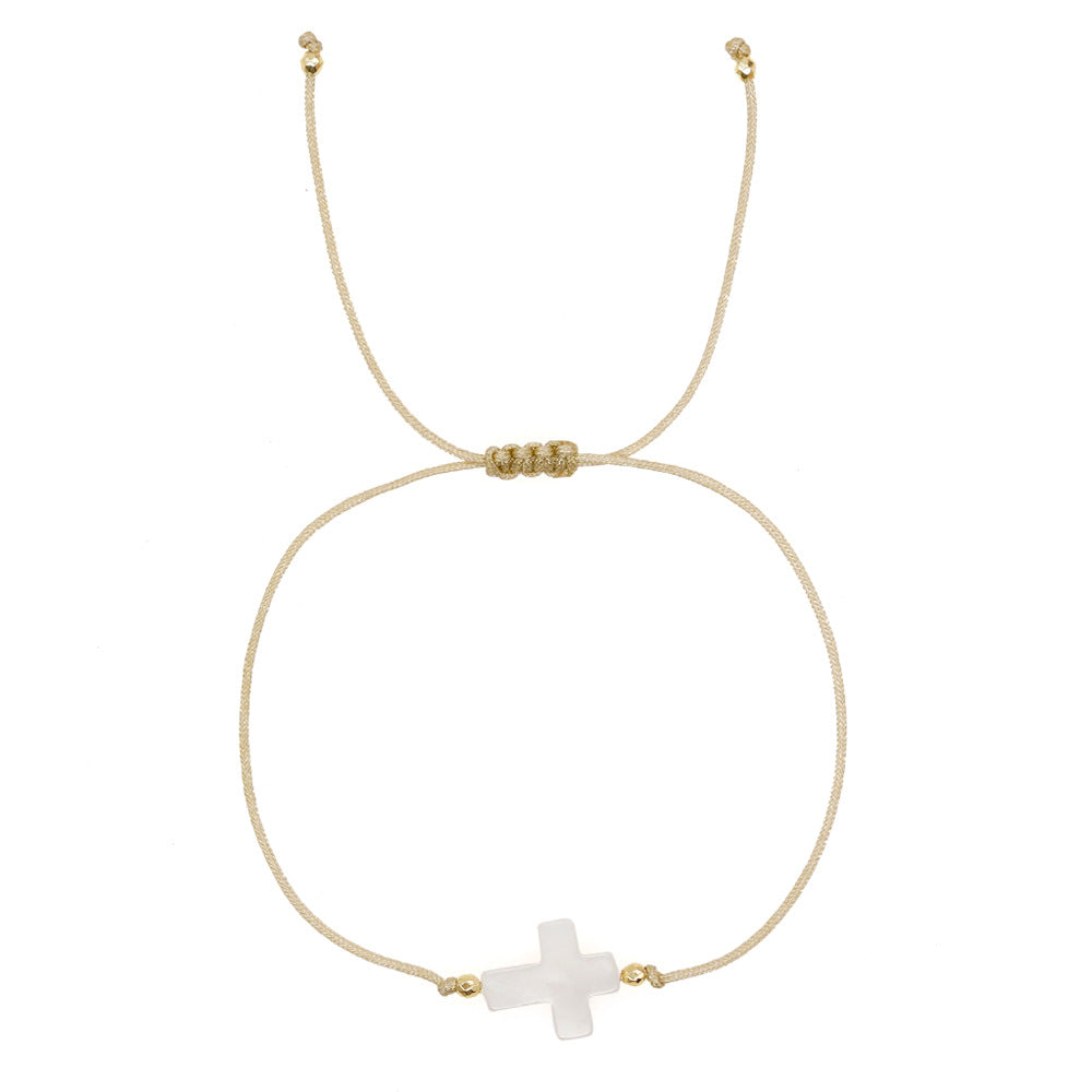 Women's Cut Surface Iron Stone Shell Cross Bracelets