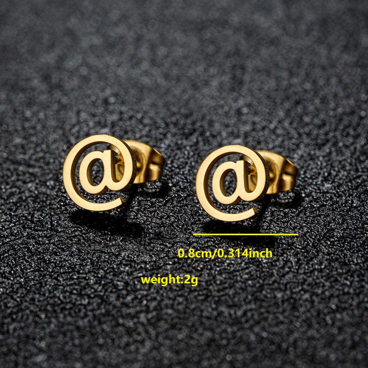 Black Stainless Steel Simple Star Moon Ear Earrings