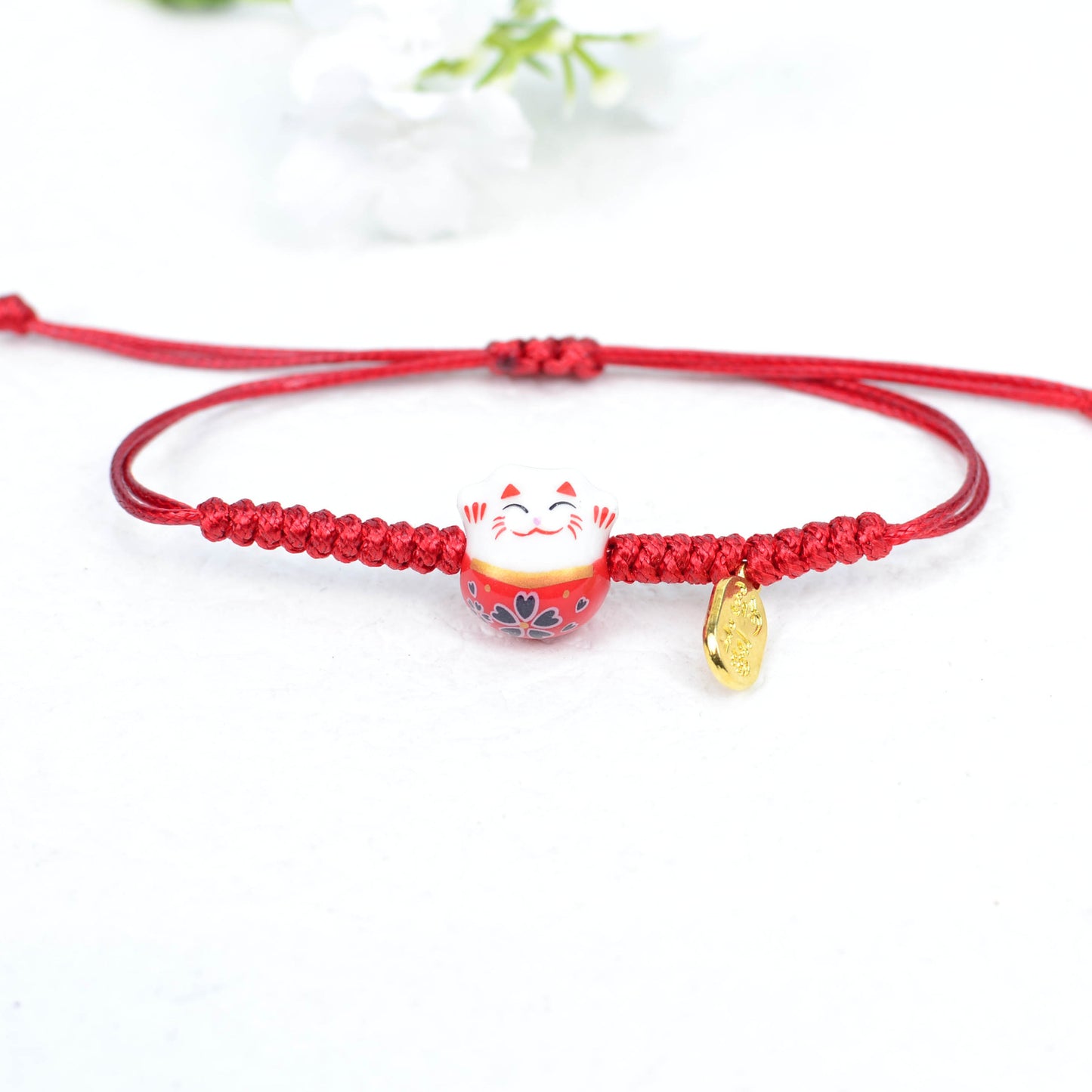 Lucky Cat Hand-woven Red Rope Alloy Bracelets