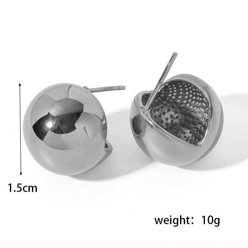 Steel Spherical Ear Trendy Temperamental Minority Design Female High Earrings