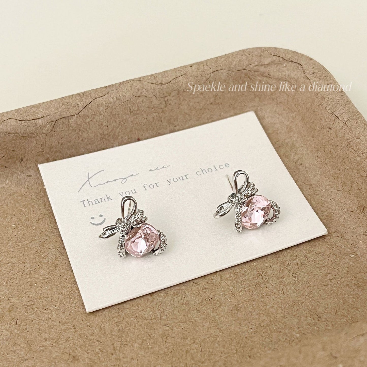 Flocking Female Red Elegant Crystal High-grade Light Earrings